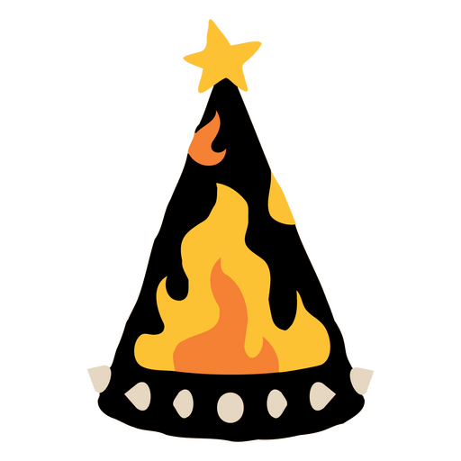 Flame-themed party hat with star PNG Design