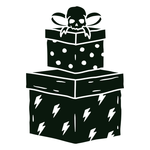 Cajas de regalo con una calavera encima  Diseño PNG