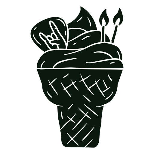 Ice cream conewith candles design PNG Design