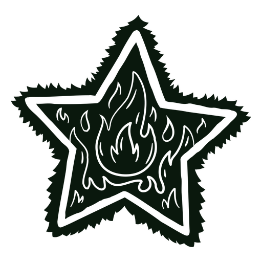 Diseño gráfico atrevido de estrella y llama Diseño PNG