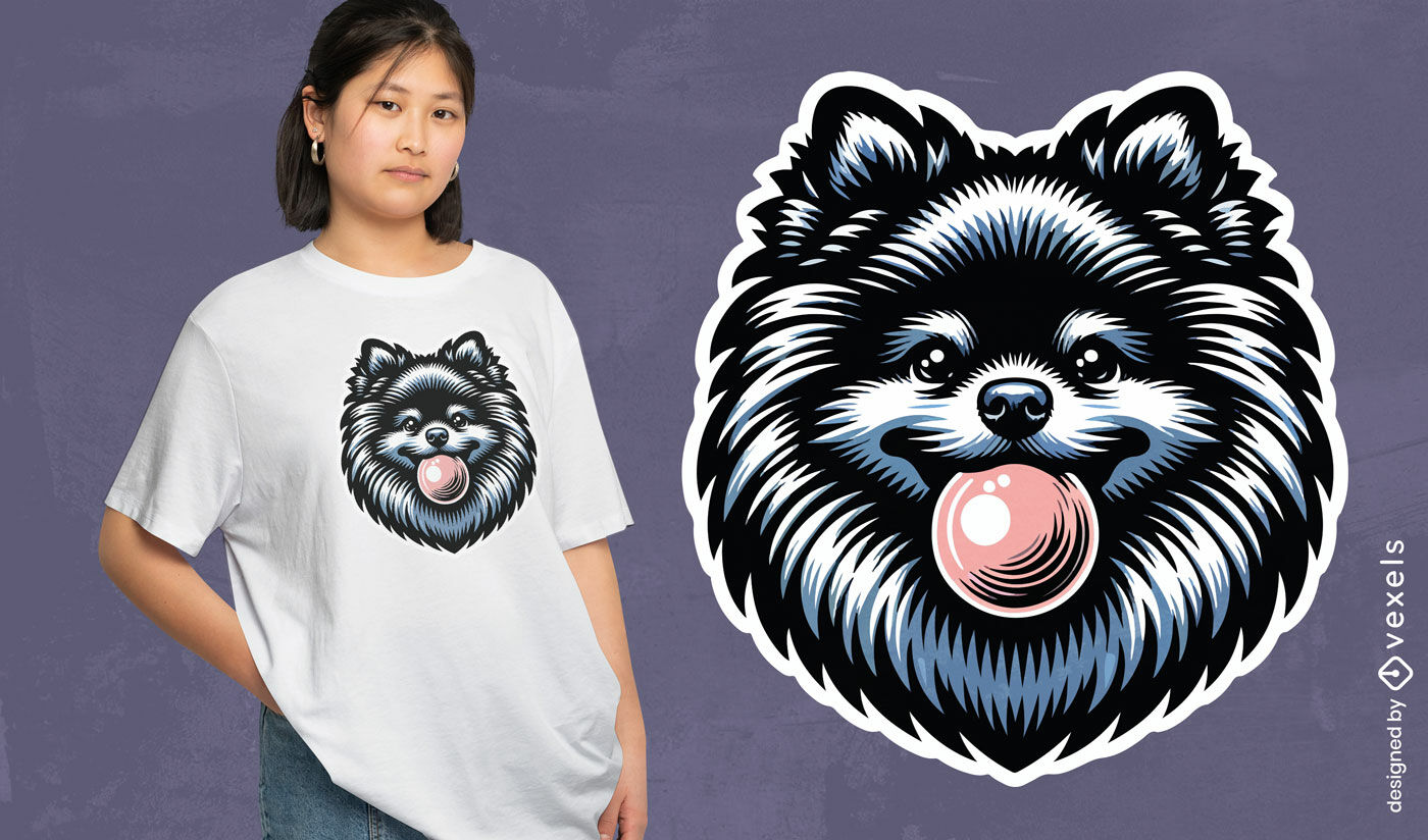 Pomeranian bubble gum t-shirt design