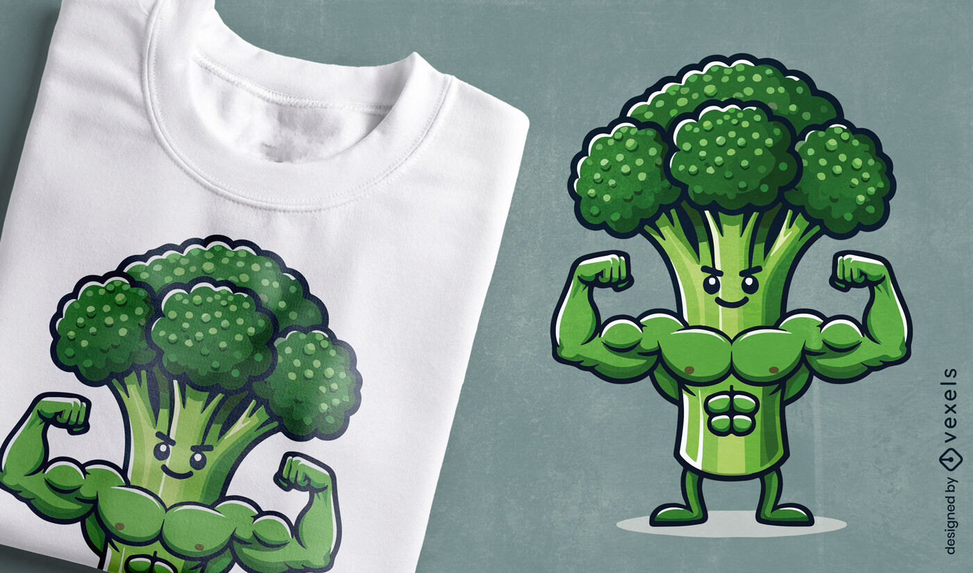 Diseño de camiseta con brócoli fuerte