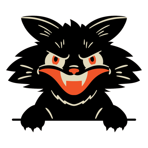 Design de gato preto bravo Desenho PNG