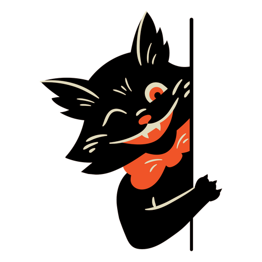 Playful cat illustration with bow tie design PNG Design