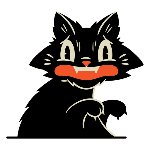 Design gráfico de gato preto fofo com características expressivas para camiseta Desenho PNG