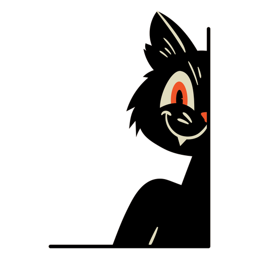 Black cat with orange eyes peeking  PNG Design