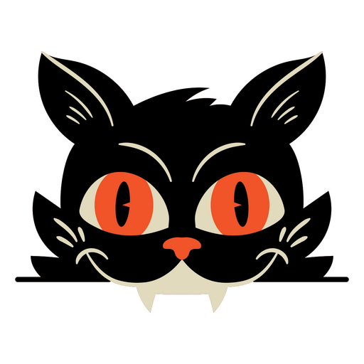 Gato vampiro negro con ojos naranjas Diseño PNG