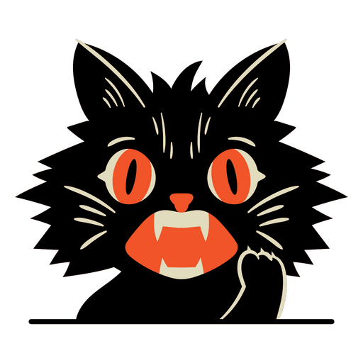 Gato negro feroz con colmillos Diseño PNG