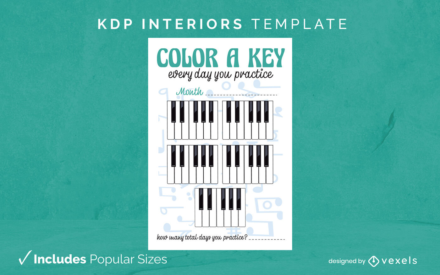 Piano learning KDP interior template design