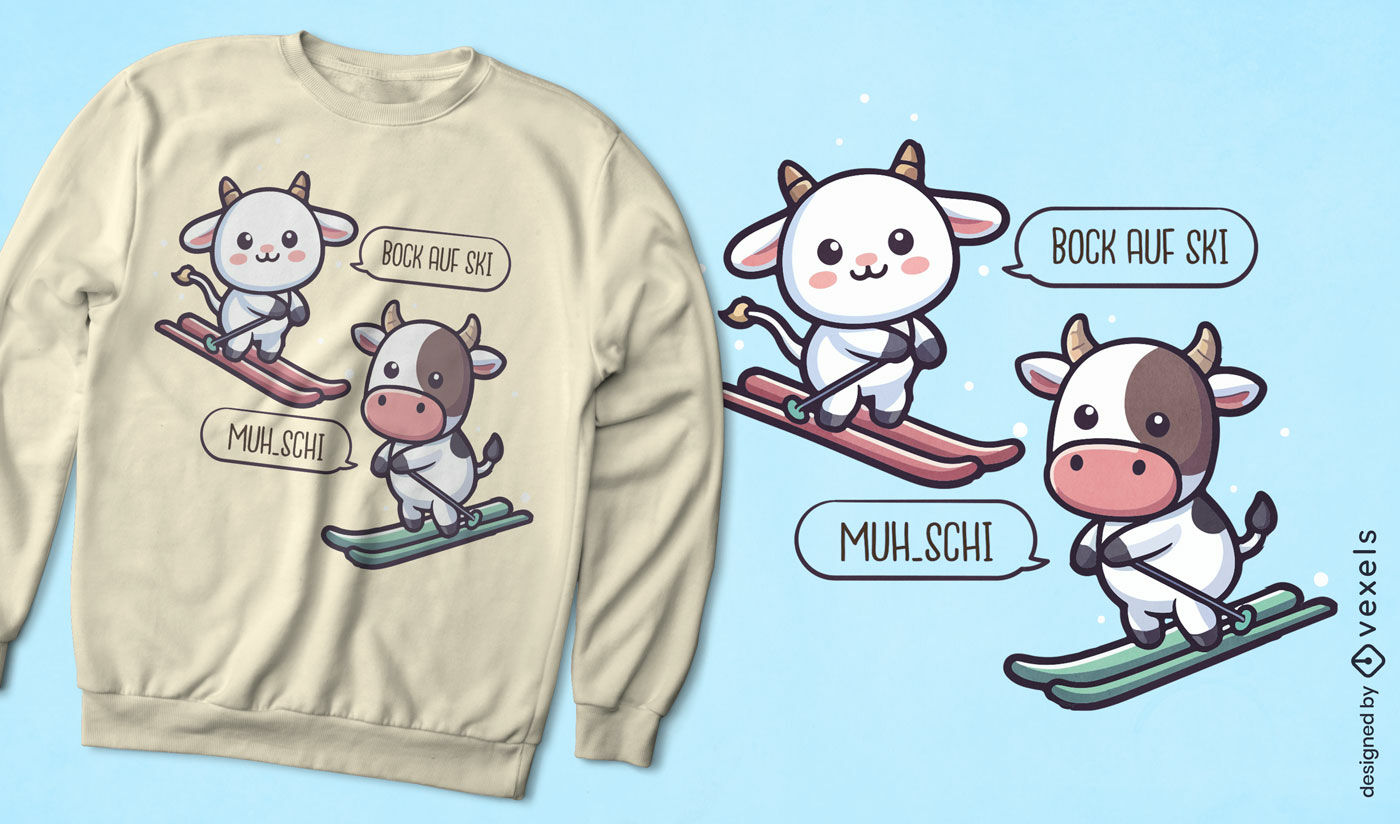 Skiing cows quotes t-shirt design