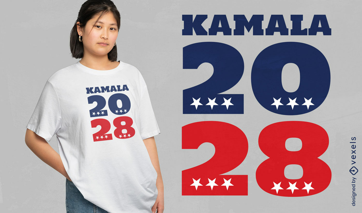 Diseño de camiseta de las elecciones políticas de Kamala 2028