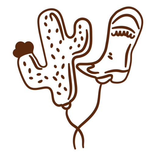 Cactus and boot baloon design PNG Design