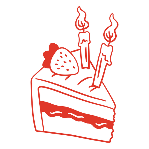 Design de bolo romântico com morango e velas Desenho PNG