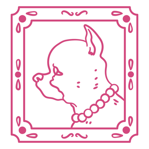 Pink and black dog portrait design PNG Design