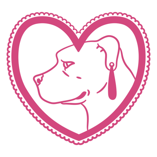 Perro en marco en forma de corazón Diseño PNG