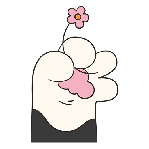 Cute paw holding a flower design PNG Design