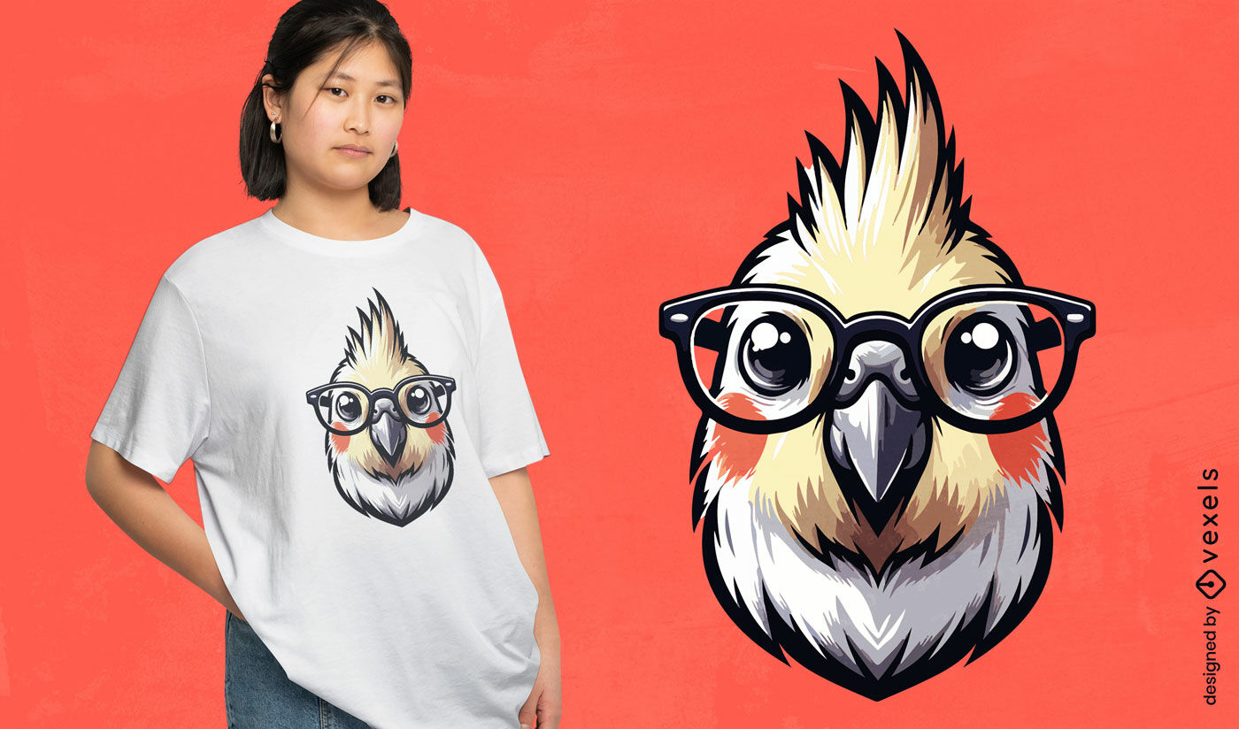 Diseño de camiseta de cacatúa con gafas