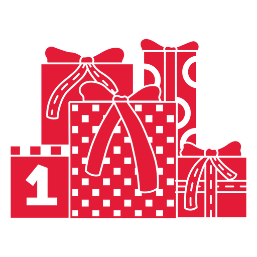 Diseño de cajas de regalo en color rojo y blanco. Diseño PNG