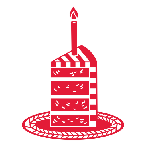 Fatia de bolo vermelho com vela Desenho PNG