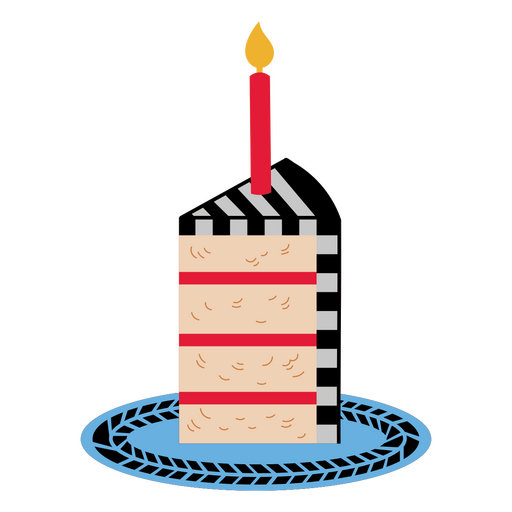 Slice of cake with candle PNG Design