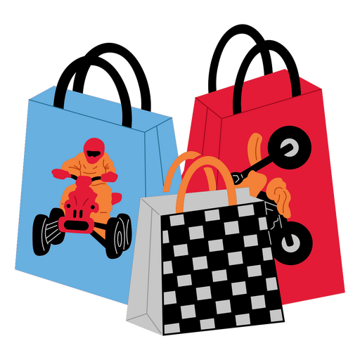 Bolsas de compras coloridas con diseños. Diseño PNG