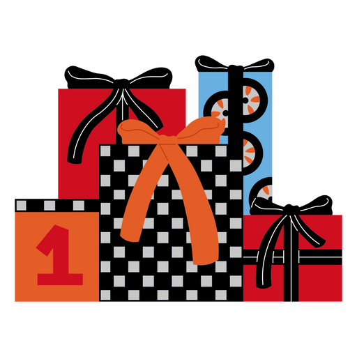 Checkered and colorful gift boxes PNG Design