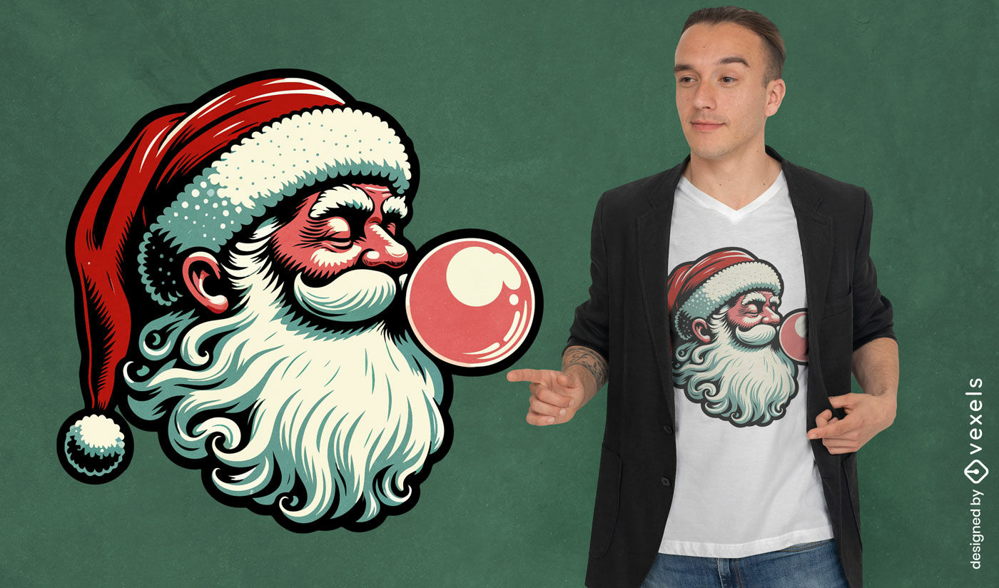 Diseño de camiseta de Papá Noel con chicle