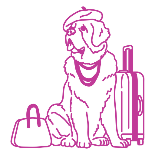 Stylish dog with luggage design PNG Design