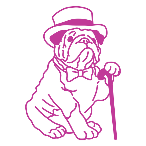 Diseño gráfico de un pug juguetón con sombrero de copa Diseño PNG