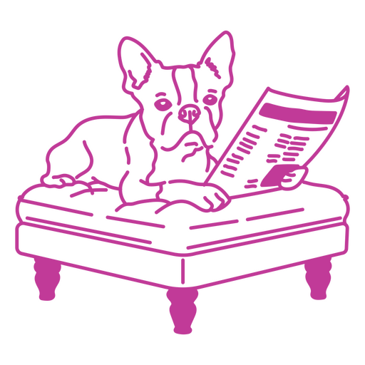 French bulldog reading newspaper PNG Design