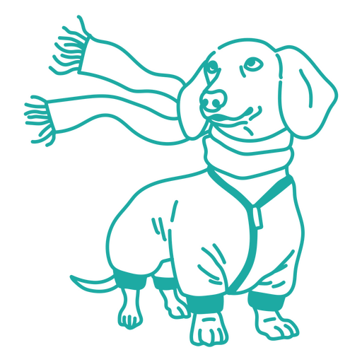 Dachshund in winter outfit PNG Design