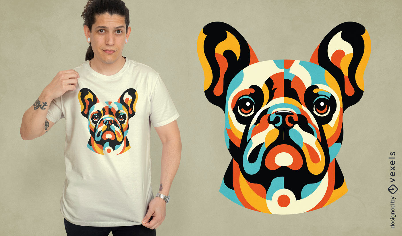 Diseño de camiseta geométrica de bulldog francés