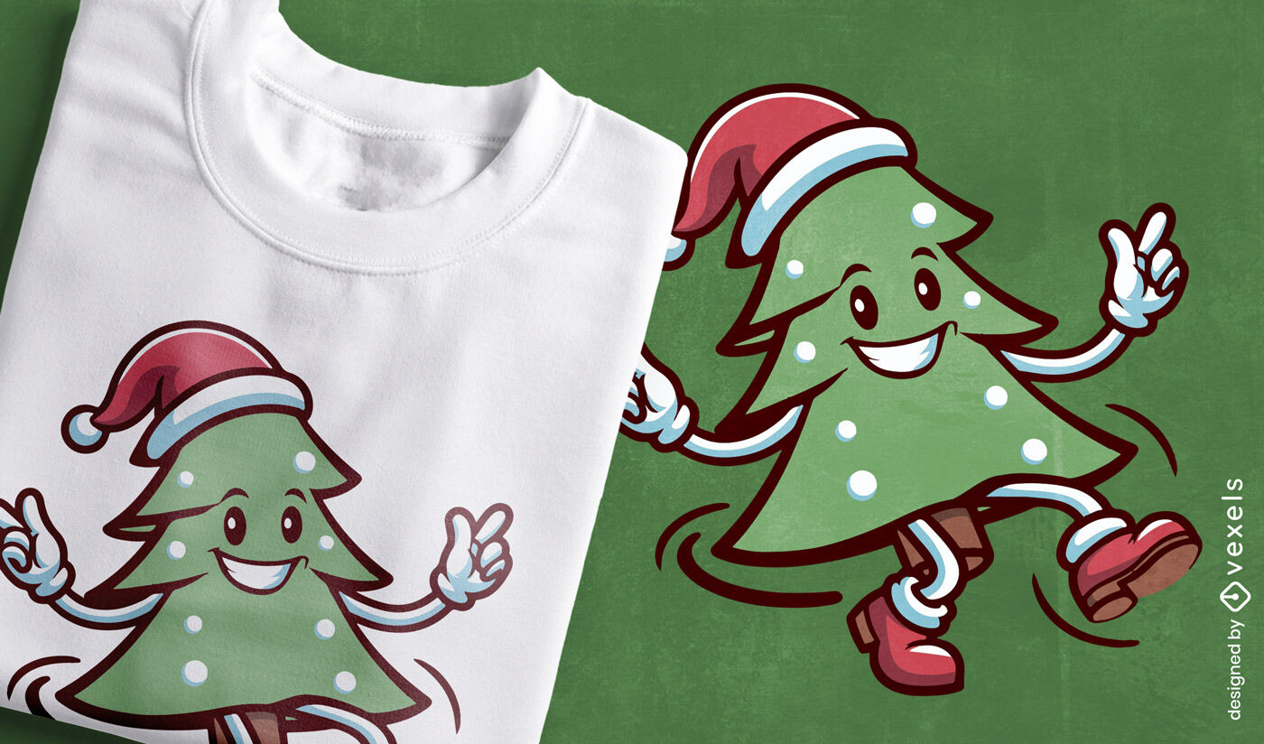 Design de camiseta com árvore de natal dançante