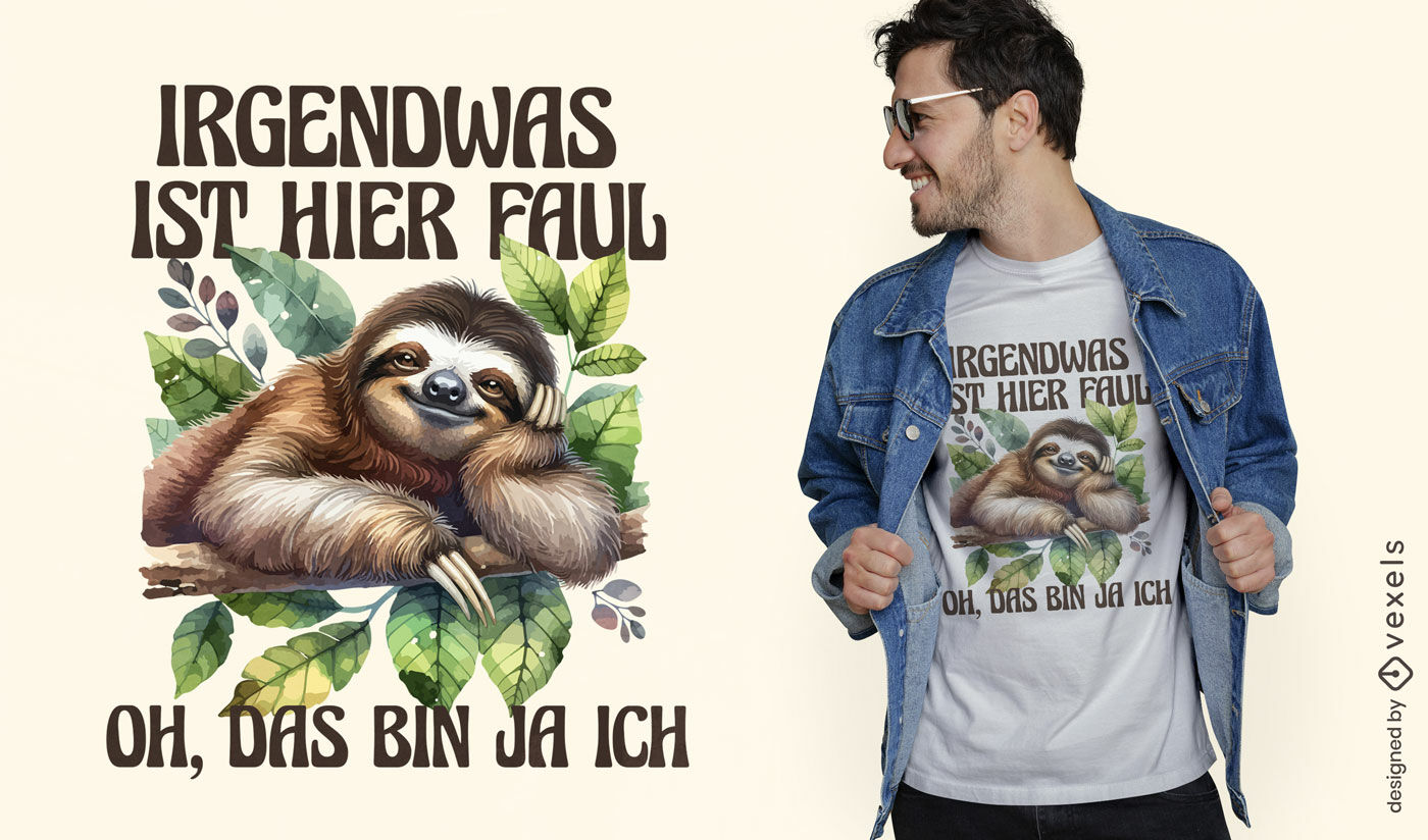 German sloth watercolor t-shirt design