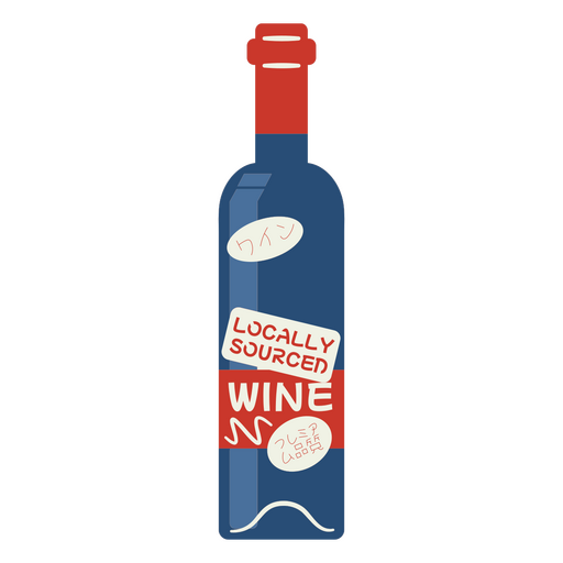 Ilustración artística de una botella de vino Diseño PNG
