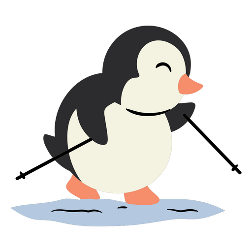 Ilustración caprichosa de un pingüino esquiando Diseño PNG