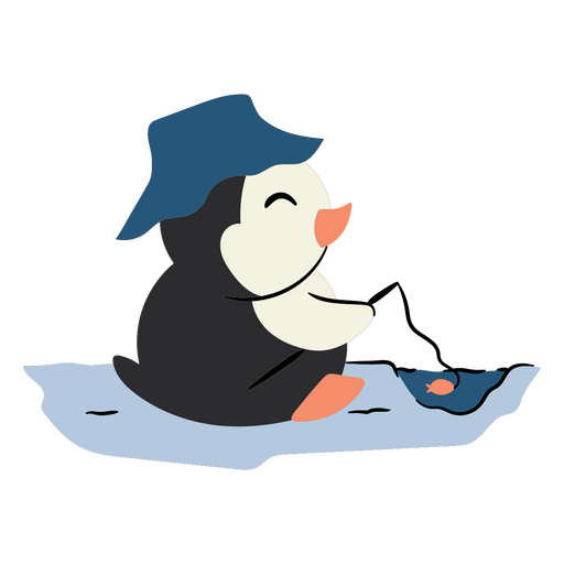 Lindo diseño de pingüino pescando Diseño PNG