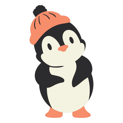 Lindo pingüino con un sombrero naranja Diseño PNG