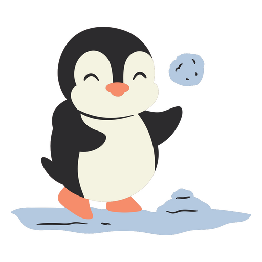  Cute penguin snowball design PNG Design