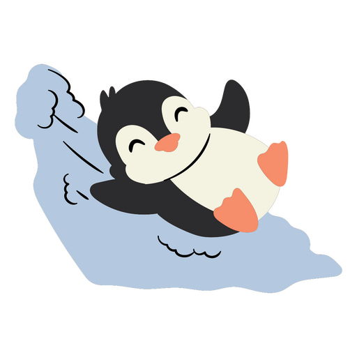 Ilustración de un pingüino juguetón deslizándose sobre el hielo Diseño PNG