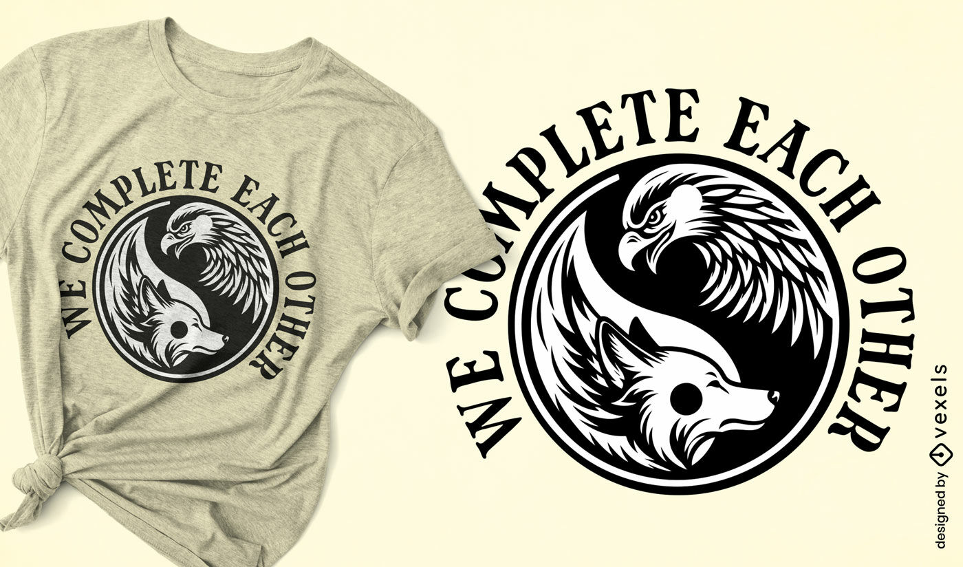 T-Shirt Design mit Yin-Yang-Adler-Emblem