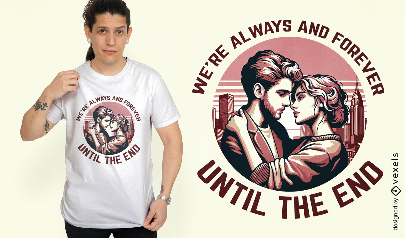 Forever love retro couple t-shirt design