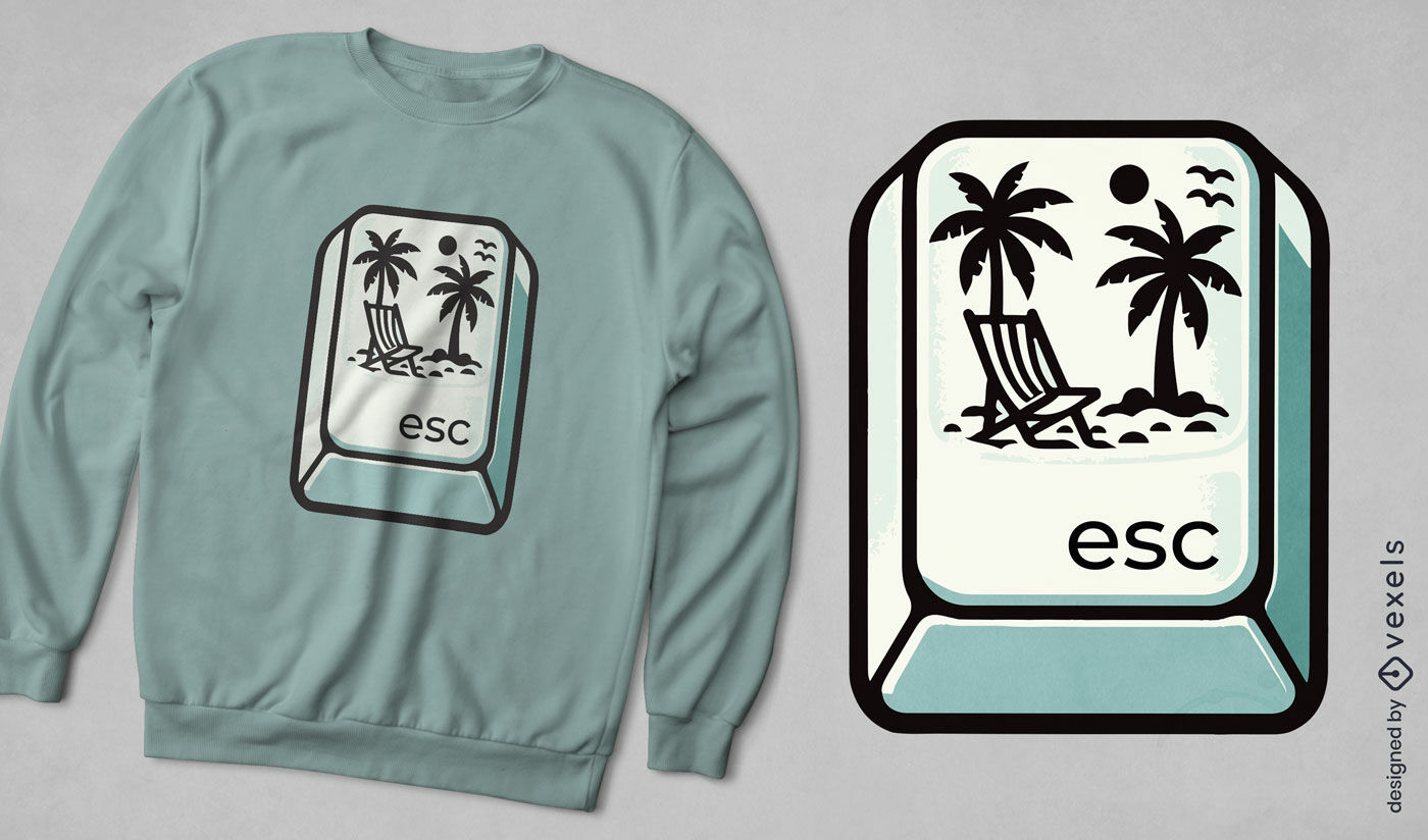 Diseño de camiseta con llave de escape de playa