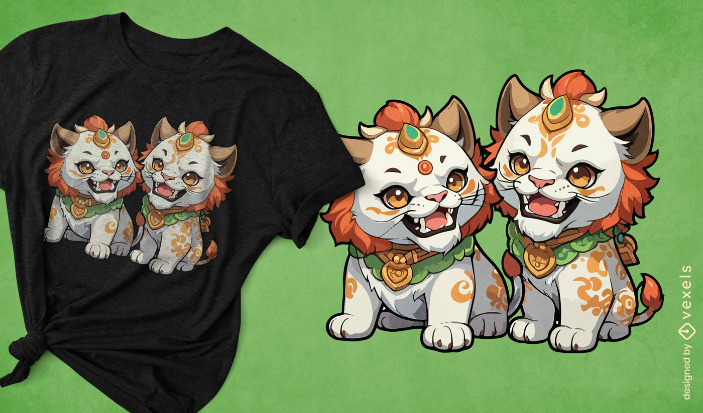 Cute lucky lions t-shirt design