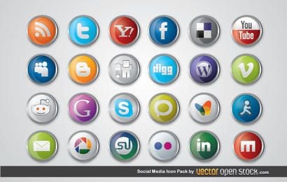 Pacote de ícones de mídia social brilhante