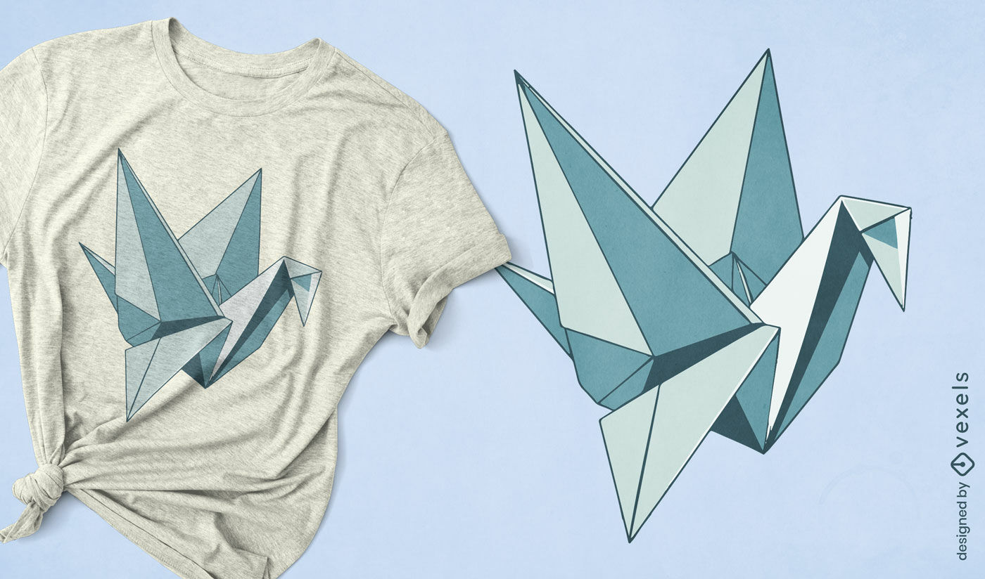 Diseño de camiseta con grulla de origami