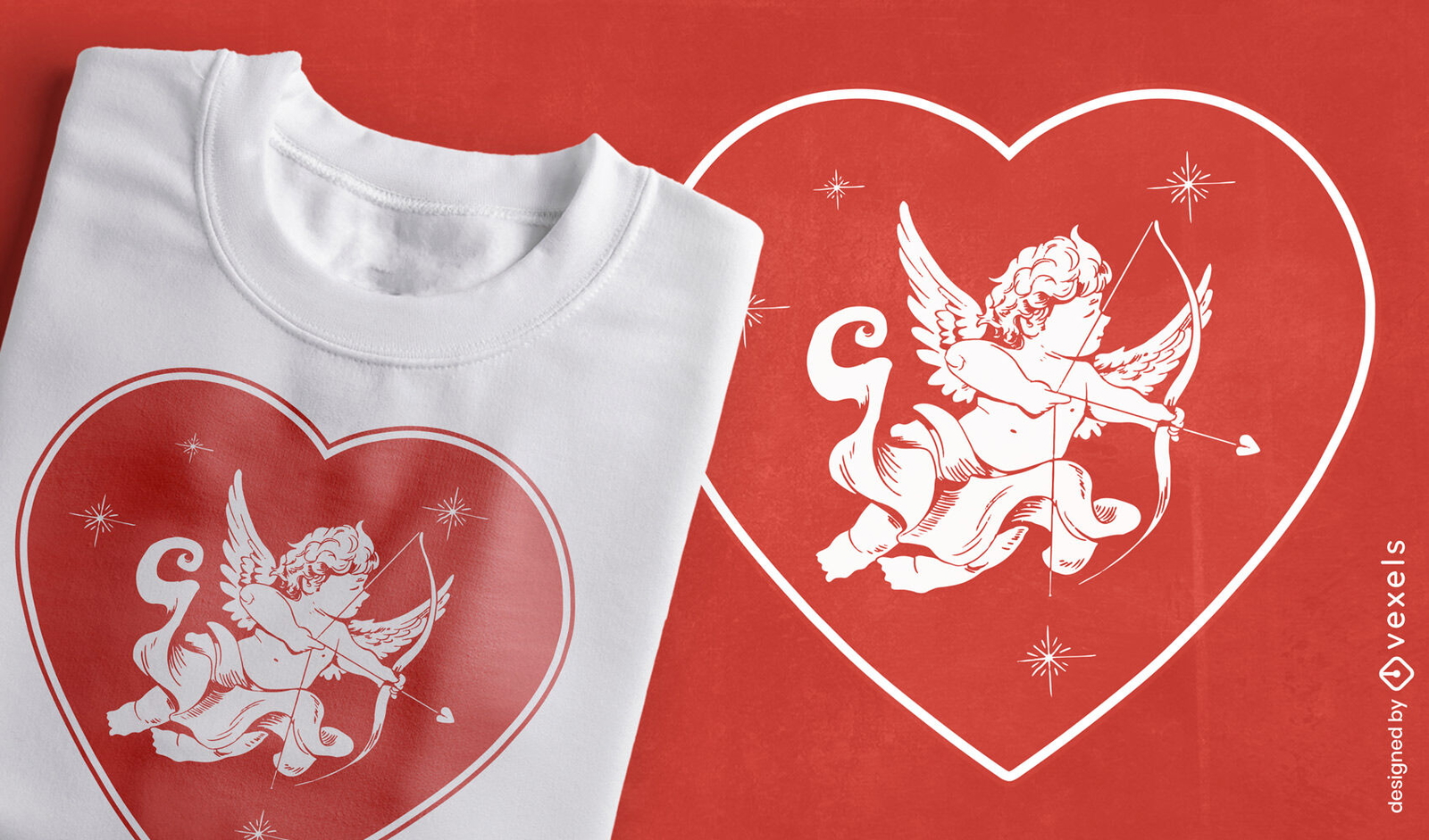 Design de camiseta com coração de cupido