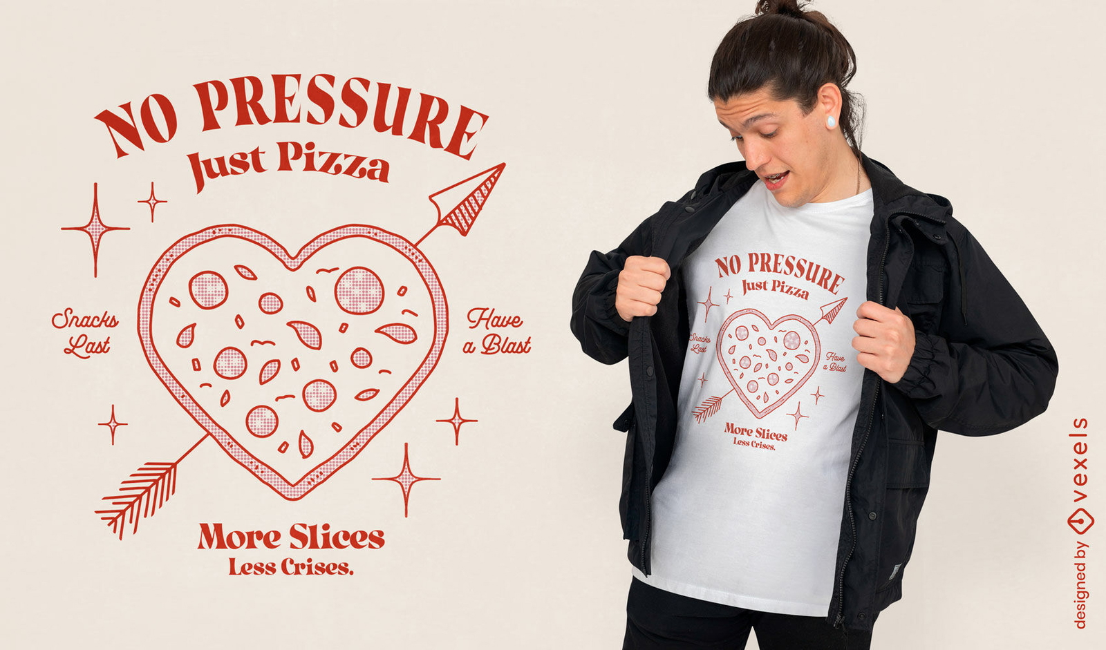 Diseño de camiseta sin presión, solo pizza