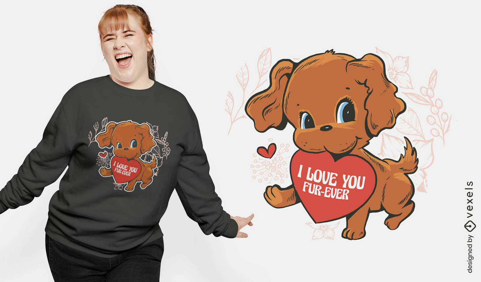 Design de camiseta com mensagem de amor de cachorrinho