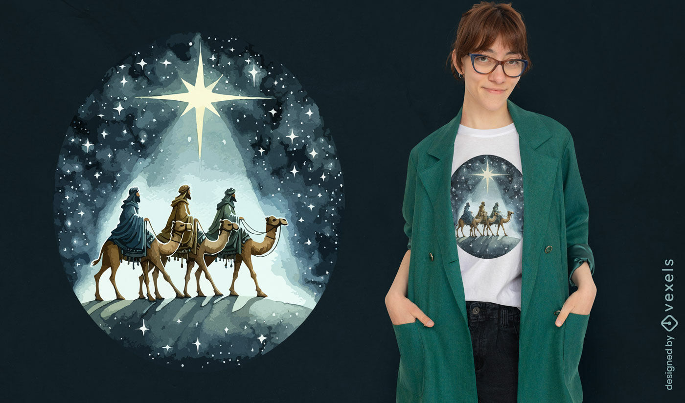 Design de camiseta dos três reis magos de Natal